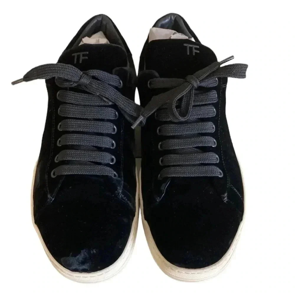 Tom Ford Warwick Black Suede Velvet Sneakers size 40